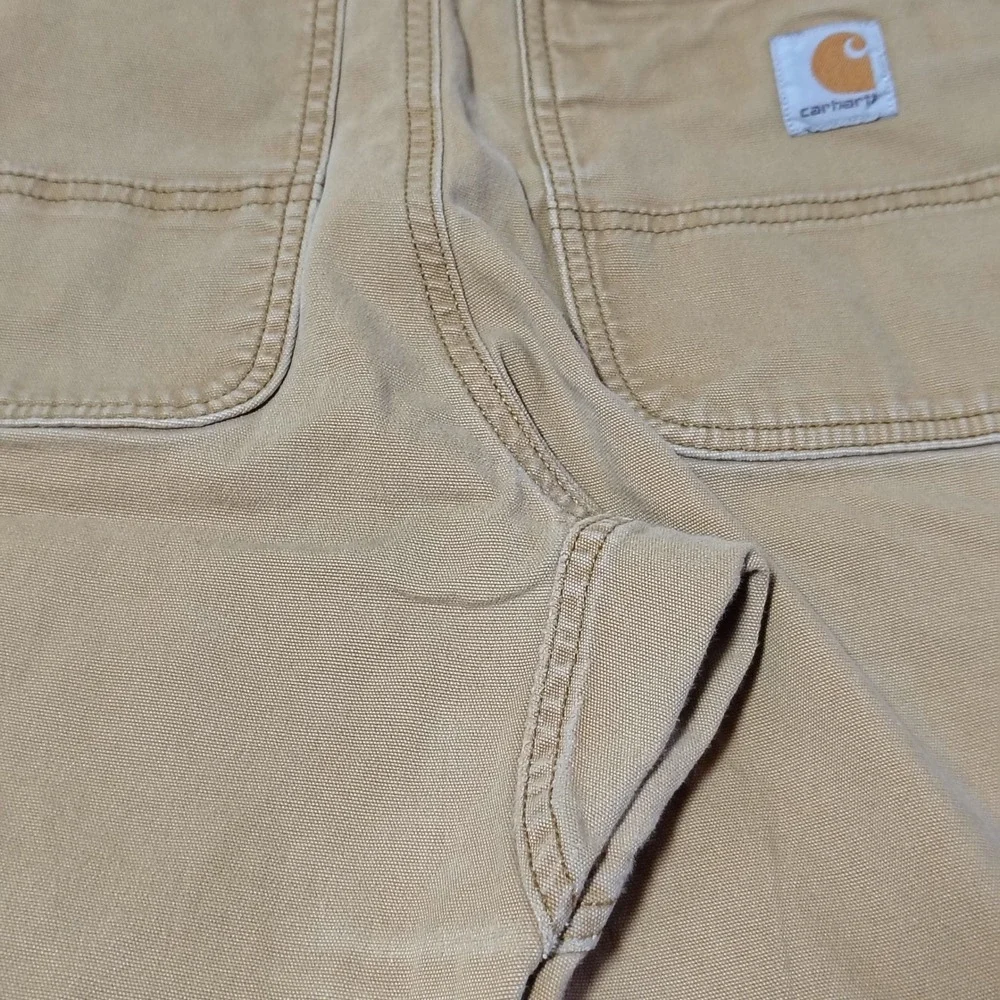 Carhartt Pants Mens 33x32 Brown Rugged Flex Double Front Canvas Utility Workwear
